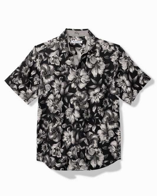 Tommy Bahama | Big & Tall Hibiscus Hideaway Silk Camp Shirt / Black