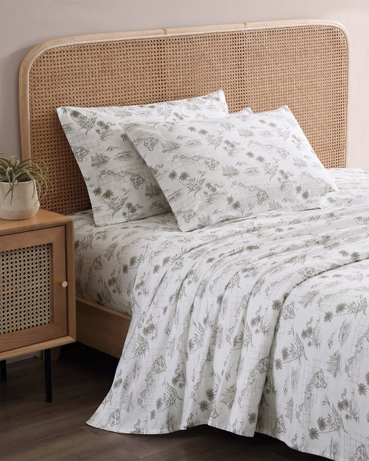 Tommy Bahama | Vintage Map 4-Piece King Sheet Set / Brown