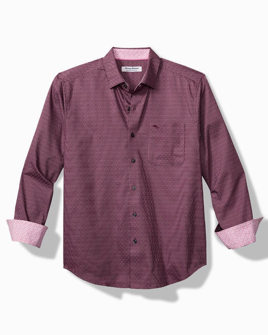 Tommy Bahama | Sarasota Stretch Ventura Isles IslandZone® Stripe Shirt / Grape Wine