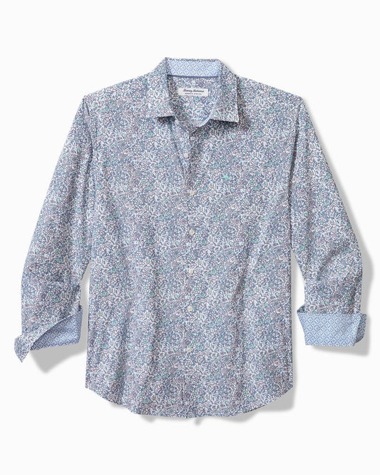 Tommy Bahama | Sarasota Stretch Blue Flora IslandZone® Shirt / Glass Bead Blue